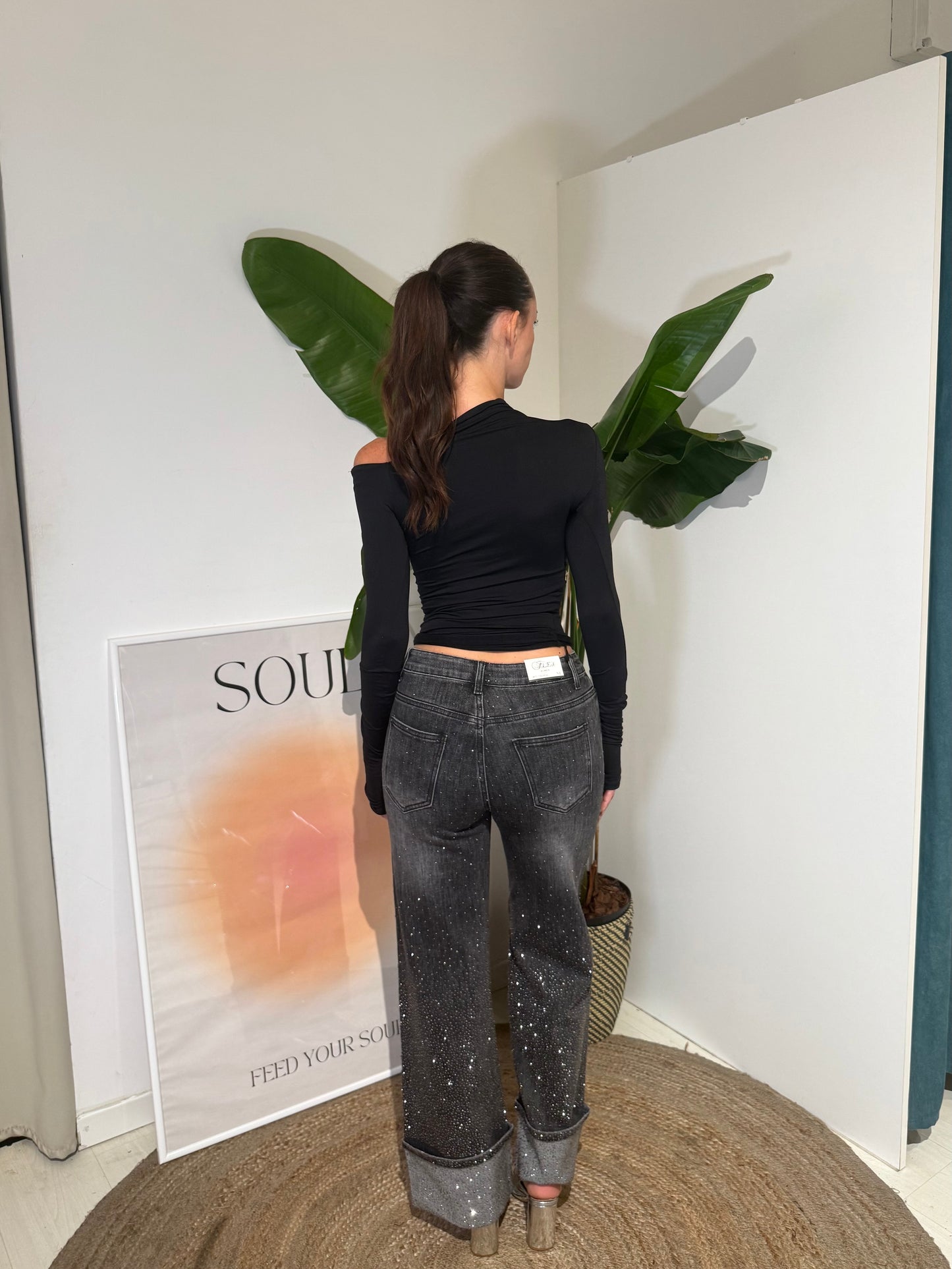 Jeans Strass Piegone