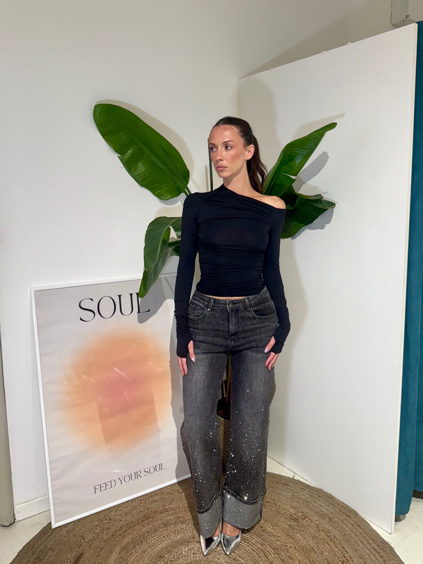 Jeans Strass Piegone